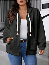 abordables veste à capuche-Femmes Veste Décontractée Confortable Respirant Avec Poches Mode Occasionnel Uni Occasionnel Tenue quotidienne Régulier À capuche Coupe régulière manche longue Vêtements d&#039;extérieur Bleu Ciel Noir