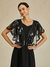 economico Top eleganti-Scialle da donna anni &#039;20 con paillettes e perline, mantello da sera retrò, sciarpa copricostume per matrimonio, festa, abito da sposa