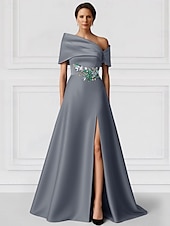 billiga Aftonklänningar-Svartgrön A-linjeformad aftonklänning elegant klänning formell bröllopsklänning golvlång kortärmad bar axelband champagnefärgad klänning till brudens mor satin med glitterficka 2025