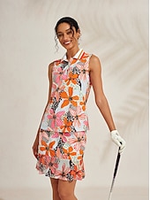 Недорогие Женская одежда для гольфа-Жен. Футболка-поло Желтый + голубой Серебро + оранжевый Без рукавов Женская одежда для гольфа Одежда Одежда Одежда