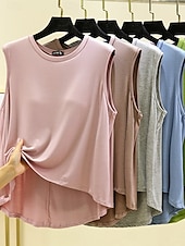 olcso Egyszerű ujjatlan felső-Női Camisole Tank Top Tömör szín Napi Alkalmi Ujjatlan Terített nyak Normál felsők Napi Fekete Arcpír rózsaszín Bíbor Lóhere Khakizöld Nyár Tavasz