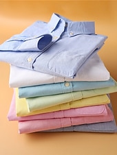 economico Camicie-Camicia da donna in 100% cotone, tinta unita, stile bohémien, vintage, da giorno, a maniche lunghe, con colletto, da giorno, per le feste, con tasca, bianca, rosa, rossa, blu, viola, primavera,