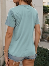 ieftine Tricou cu animale-Pentru femei Tricou Imprimeu Grafic Rață Epocă Stilat Casual Manșon scurt Stil Nautic Topuri obișnuite Zilnic Sfârșit de săptămână Albastru piscină Vară Primăvară