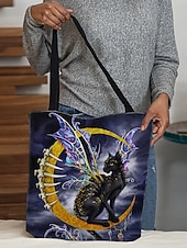abordables Sacs-Sac fourre-tout pour femme imprimé citrouille et chat d&#039;Halloween par Sarah Richter – grand sac à bandoulière réutilisable en polyester avec poche zippée pour les achats et les fêtes de fin d&#039;année