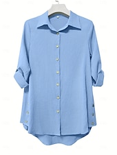 economico Abiti a camicia-Per donna Mini Abito Abito Camicia Moda Moderno Quotidiano Ferie Uscire Vestibilità comoda Semplice Manica Lunga Colletto a Camicia Blu Verde Albicocca Estate Primavera