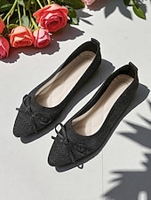 abordables Ballerines femme-Ballerines Flyknit Bow pour femmes – chaussures décontractées, légères, respirantes et élégantes, idéales au quotidien, pour les promenades en plein air et les pique-niques printaniers au jardin