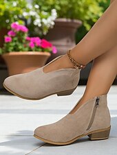 abordables Bottines-Bottines en similicuir rouge pour femme avec fermeture éclair latérale – style décontracté et élégant pour les garden-parties, les promenades au parc et au quotidien