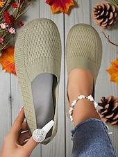 economico Slip-ons e mocassini da donna-scarpe slip-on da donna a punta larga – comode ballerine in Flyknit traspirante, perfette per l&#039;uso quotidiano, i viaggi, il giardino e le attività all&#039;aperto