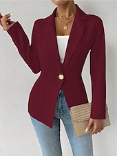 billige Blazere og dresser-Dame Blazer Bekvem Pustende Knapper Mote Moderne عادي Arbeid Daglig Normal Aftæpning Normal Langermet Yttertøy Svart Hvit Rød Vår Høst