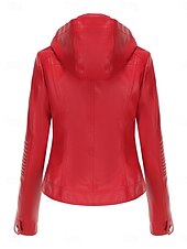 abordables vestes décontractées-Femmes Veste en Similicuir Veste Décontractée Confortable Respirant Fermeture éclair Avec Poches Occasionnel Uni Vacances Rue Occasionnel Tenue quotidienne Fermeture éclair Court À capuche Coupe