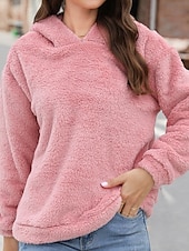 economico Parka attivo-Per donna Felpa con cappuccio Semplice Streetwear Casual Manica Lunga Con Cappuccio Top Regolari Streetwear Ferie Uscire Rosa Inverno