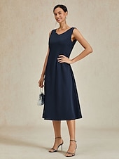 cheap Cocktail Dress-Women&#039;s Midi Dress Sheath Dress A Line Dress Elegant Wedding Party Wedding Guest Regular Fit Solid Color Sleeveless V Neck Gray Pink Black Burgundy Navy Blue Summer Spring Fall Winter
