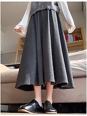 abordables jambe large et taille haute-Femmes Jambe large Chinos Occasionnel Longueur mollet Naturel Uni in in france they say Pontalon wide leg Confortable Respirabilité Décontracté Quotidien Noir gris foncé Kaki Gris Clair Printemps