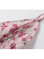 tanie Sukienki boho-Damskie Sukienka mini Sukienka Boho Codzienne sukienki Letnie sukienki Strój zachodni Zabytkowe Codzienny Plaża Urlop Regularny Kwiaty Bez rękawów Głęboki dekolt w serek Rumiany róż Lato