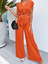 Mulheres Moda Roupa de rua Diário Conjuntos de calças Manga Curta Decote V Côr Sólida Cordões Casual Diário Preto Azul Marinho Escuro Azul Marinha Verão Normal baratos Blusas femininas-Mulheres Moda Roupa de rua Diário Conjuntos de calças Manga Curta Decote V Côr Sólida Cordões Casual Diário Preto Azul Marinho Escuro Azul Marinha Verão Normal