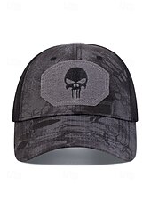 preiswerte Herrenhüte-Taktische Baseballkappe mit Totenkopf-Stickerei für Herren – verstellbare Netzrückseite, Camouflage-Stil, lässige Outdoor-Sportmütze für Halloween-Partys und den Alltag