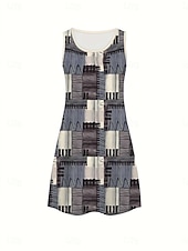 ieftine Rochii cu dungi și geometrice-Pentru femei Rochie Mini Rochie de Vară Rochie A line Rochie cu umeri Vacanță Casual Boho Concediu Plajă Fit regulat Ombre Grafic Animal Fără manșon Stil Nautic Albastru piscină Vară Primăvară