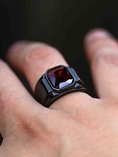 ieftine Bijuterii pentru bărbați-Inel bărbătesc negru din aliaj cu piatră prețioasă pătrată neagră – inel elegant și elegant pentru ținute casual și de seară