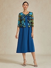 preiswerte Elegante Oberteile-Damen Strickjacke Spitze bestickt elegant Basic lässig geblümt formell kurz Rundhalsausschnitt lockere Passform 3/4-Ärmel Oberbekleidung Marineblau Sommer Frühling