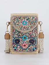 economico Borse a Tracolla-Borsa a tracolla con perline da donna con design a farfalla colorata, stile bohémien, borsa a tracolla casual e da viaggio per donna, perfetta per spiaggia, vacanze e gite estive
