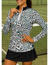 abordables Camisa de Mujer-Mujer Camisa deportiva Camisas de polo Camiseta de tenis Tee de tenis Manga Larga Cremallera Floral UPF50+ Resistente a los rayos UV Alta elasticidad Dispersor de humedad Transpirable Voleibol Tenis