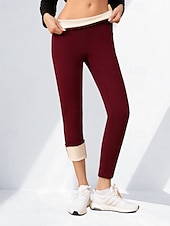 economico Leggings foderati in pile-Per donna Pantaloni in Pile Pantaloni Eleganti Leggings Casual Lunghezza intera Naturale Semplice Elastico in vita Comodo Vacanza Ferie Rosso violaceo Nero Blu marino scuro Azzurro cielo Inverno