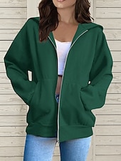 economico Top Semplici-Per donna Felpe con cappuccio Semplice Attivo Etnico Casual Manica Lunga Con Cappuccio Top Regolari Casuale Ferie Con zip Cerniera Coulisse Nero Bianco Rosa Blu Verde Primavera Autunno