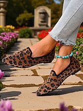 economico Slip-ons e mocassini da uomo-Mocassini da donna con stampa leopardata - scarpe basse casual slip-on con stampa animalier, comode scarpe da passeggio con punta affilata per l&#039;uso quotidiano, passeggiate all&#039;aperto e viaggi