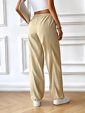 cheap Pants-Women&#039;s Sweatpants Chinos Fashion Streetwear Full Length High Waist Plain Elastic Waistband Comfy Soft Comfortable Micro-elastic Outdoor Street Apricot Gray Summer Spring Regular Fit