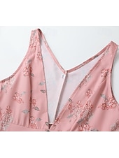ieftine Rochii Boho-Pentru femei Rochie Mini Rochie florala Rochie Boho Rochie occidentală Modă Clasic În aer liber Zilnic Concediu Fit regulat Floare Fără manșon În V Roz Deschis Vară
