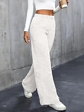 economico gamba larga e vita alta-Per donna Gamba larga Pantaloni Eleganti Streetwear Casual Lunghezza intera Naturale Semplice Elastico in vita Confortevole Ferie Uscire Weekend Grigio Nero Bianco Cachi Autunno Vestibilità regolare