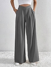economico gamba larga e vita alta-Per donna Gamba larga Pantaloni Streetwear Casual Lungo Vita Alta Semplice Traspirabilità Morbido Micro-elastico Vacanza Streetwear Abbigliamento quotidiano Nero Rosa Blu chiaro Albicocca Autunno