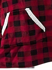 halpa Aktiivinen Parka-Naisten Pullover-huppari Hupparit Skottiruutukuvio Katutyyli Vapaa-aika Pitkähihainen Hupullinen Tavalliset topit Katu Pyhäpäivä Bile Tasku Rubiini Talvi