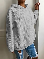 abordables Hauts Simples-Femmes Sweat à capuche Uni Occasionnel manche longue À capuche Hauts Réguliers Rue Tenue Quotidienne Noir Blanche Rose Claire Rouge Bleu Automne Hiver