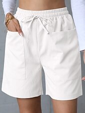 ieftine Pantaloni scurti-Pentru femei chinez Pantaloni Scurți De Bază Casual Scurt Talie Înaltă Simplu Buzunar Curea elastică Confortabil Απαλό Comfortabil Strech În aer liber Stradă Caisă Alb Roz Îmbujorat Albastru piscină