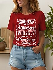 levne Humor &amp; Citáty tričko-Dámské Tričko Grafika Písmeno Vinobraní stylové Klasické Krátký rukáv Tričkový Kulatý Běžné topy Denní Víkend Tisk Černá Bílá Žlutá Rubínově červená Vodní modrá Léto Jaro