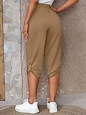 economico Pantaloni-Per donna Pantaloni capri Chinos Moda Streetwear Casual Lunghezza al polpaccio Vita Alta Semplice Tasca Fascia Elastica Comodo Morbido Confortevole Micro-elastico All&#039;aperto Streetwear Blu Cachi