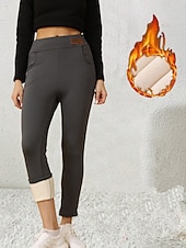 abordables Leggings forrados de forro polar-Mujer Talla EU / US Medias Elegante Ropa Deportiva Longitud total Tiro Alto Color sólido De Punto Básico Confortable Suave Cómodo Microelástico Deporte Casual Diario Gris oscuro Invierno Delgado
