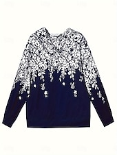 abordables Hauts Floraux-Femmes Sweats à capuche zippés Fleuri Graphique Mode Occasionnel manche longue À capuche Hauts Réguliers Rue Tenue Quotidienne Fermeture éclair Avec Poches Imprimé bleu marine Printemps Automne