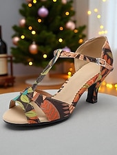 baratos Sapatos de Dança Latina-Sapatos de dança latina femininos com salto baixo - sandálias de salão profissionais coloridas com tiras em T para salsa, rumba e treinamento prático