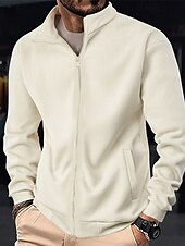 economico Giubbotti Casual-Per uomo Giacca Invernale Giacca in Pile Giacca Casual Vacanza Quotidiano Calore Termico Tasca Pile Autunno Inverno Semplice Moda Streetwear Collo alla coreana Regolare Aalbicocca Nero Blu marino