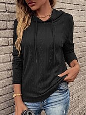 economico Top Semplici-Per donna Felpa con cappuccio Semplice Casual Manica Lunga Con Cappuccio Top Regolari Streetwear Abbigliamento Quotidiano Nero Vino Marrone Grigio Autunno Inverno