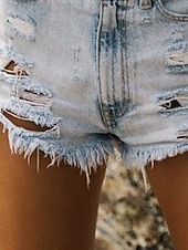 economico Pantaloncini di jeans-Per donna Shorts Pantaloni Eleganti Streetwear Casual Corto Naturale Semplice Tasca Strappato Comodo Ferie Weekend Blu cielo chiaro Estate Vestibilità regolare