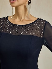 levne Jednoduché šaty-Dámské Midi šaty Plášťové šaty Elegantní Běžný Pevná barva Poloviční rukáv Tričkový Námořnická modř Léto Jaro