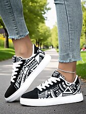 abordables Baskets femme-Baskets en toile colorées pour femmes – chaussures à lacets décontractées et légères avec un imprimé artistique vibrant, parfaites pour la marche, les voyages et le style urbain au quotidien