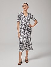 economico Abiti floreali-Per donna Femminile Vestito Casual Abito Midi Eco Green sabbia calda Blu Manica Corta Geometrico Estate Scollo a V Stampa XS S M