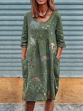 abordables Robes Floraux Imprimés-Femmes Robe Midi Robe Décontractée Robe d&#039;été Mode Moderne Quotidien Plage Week-end Coupe régulière Animal Fleur Demi Manches Col ras du cou Vert Printemps Automne