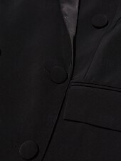 levne černý-Dvouřadé sako na míru s křišťály, pouzdrové / sloupkové šaty ve smokingu, večerní šaty ve stylu couture, elegantní šaty pro formální večírek, krátké / mini šaty s dlouhým rukávem, saténové šaty s