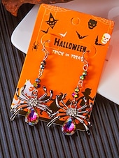 abordables Boucle d&amp;#39;oreille pour femme-Boucles d'oreilles pendantes araignées d'Halloween pour femmes – design en alliage de cristal coloré, bijoux légers pour fêtes, cosplay et événements en boîte de nuit