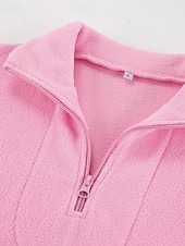 tanie Teksturowane bluzy i swetry-Damskie Pullover Plemienny Moda miejska Codzienny Wygodny Długi rękaw Wysoki Zwykłe topy Ulica Święto Wyjściowe Nadruk Quarter Zip Rumiany róż Jesień